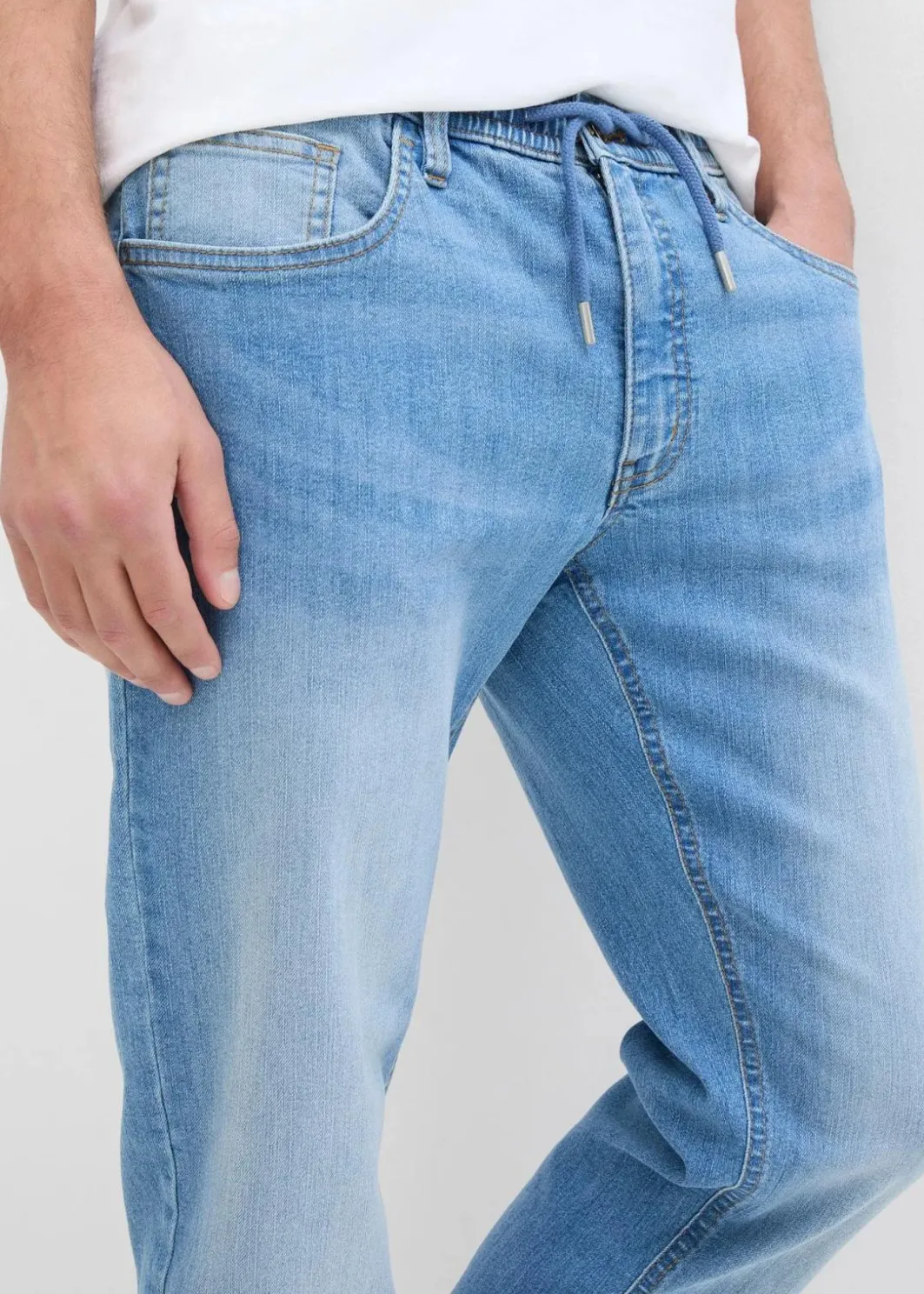 Herren bonprix Große Größen|Jeans|Leichte Regular Fit Stretch-Jeans mit elastischem Bund, Straight (2er Pack)