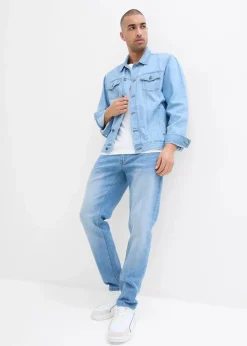 Herren bonprix Große Größen|Jeans|Leichte Regular Fit Stretch-Jeans mit elastischem Bund, Straight (2er Pack)