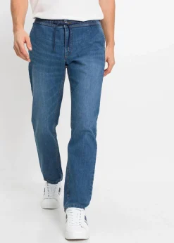 Herren bonprix Jeans|Große Größen|Leichte Regular Fit Stretch-Schlupfjeans mit Komfortbund, Straight
