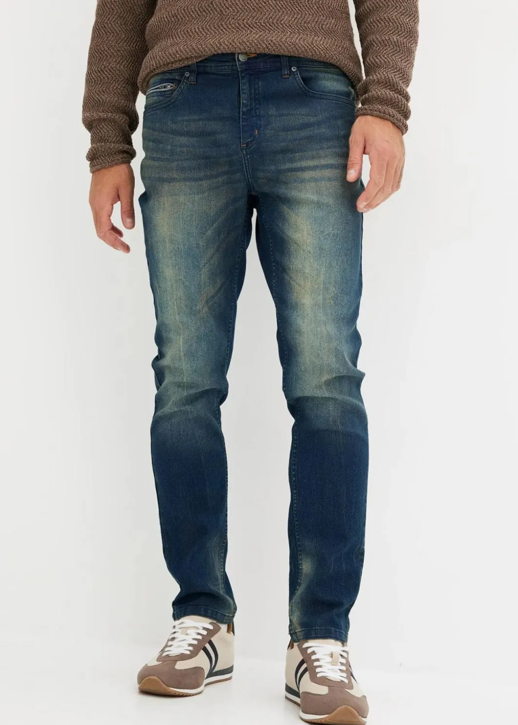 Herren bonprix Große Größen|Jeans|Leichte Slim Fit Stretch-Jeans, Straight