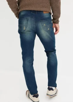 Herren bonprix Große Größen|Jeans|Leichte Slim Fit Stretch-Jeans, Straight