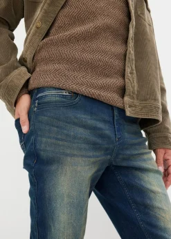 Herren bonprix Große Größen|Jeans|Leichte Slim Fit Stretch-Jeans, Straight