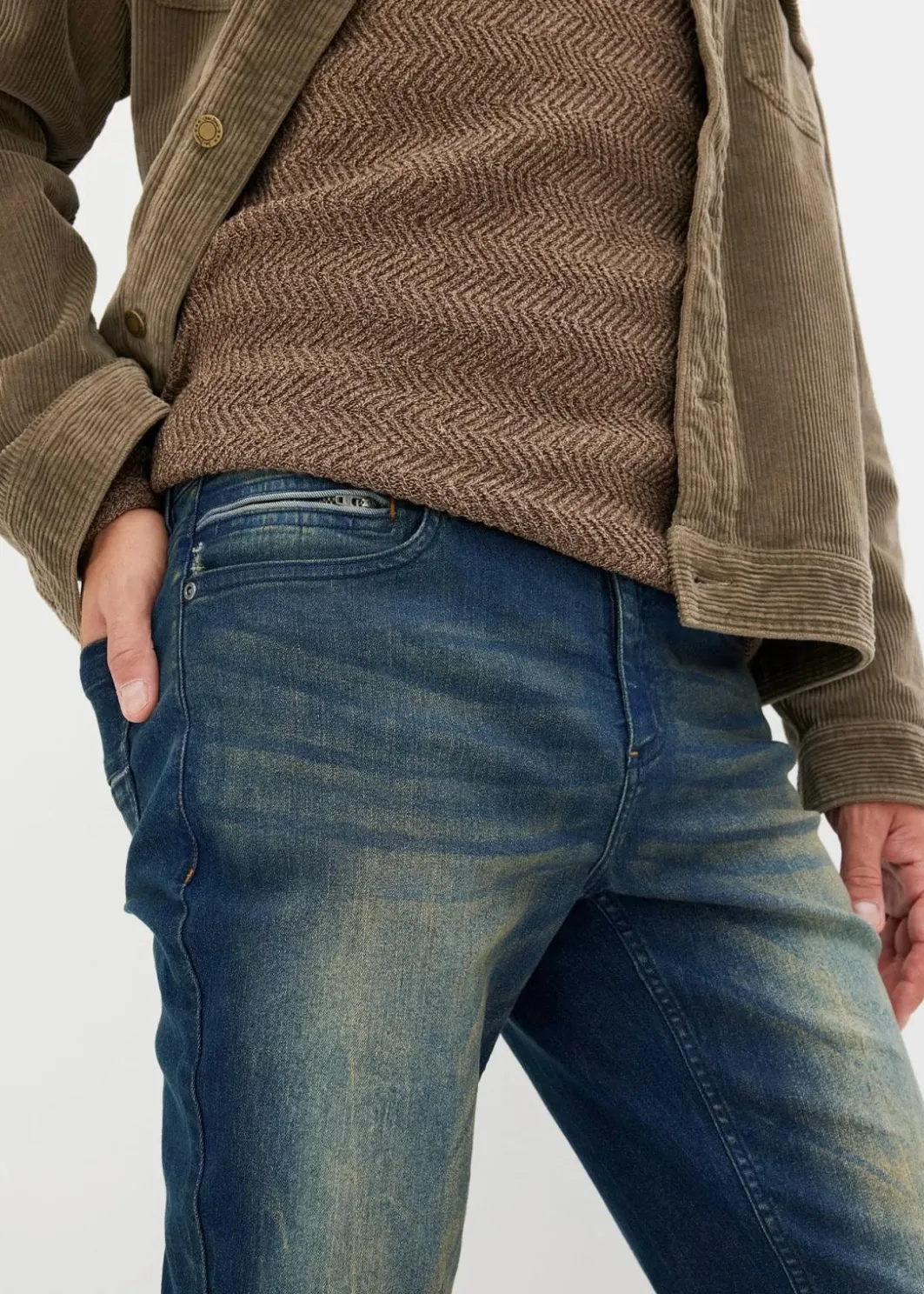 Herren bonprix Große Größen|Jeans|Leichte Slim Fit Stretch-Jeans, Straight