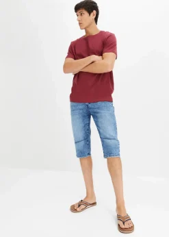 Hot Leichte Stretch-Jeans-Long-Bermuda, Regular Fit Herren Große Größen|Shorts