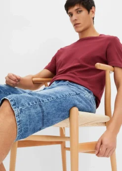 Hot Leichte Stretch-Jeans-Long-Bermuda, Regular Fit Herren Große Größen|Shorts