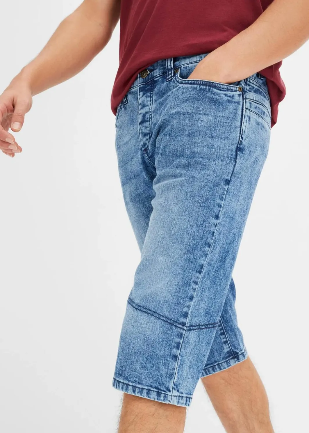 Hot Leichte Stretch-Jeans-Long-Bermuda, Regular Fit Herren Große Größen|Shorts