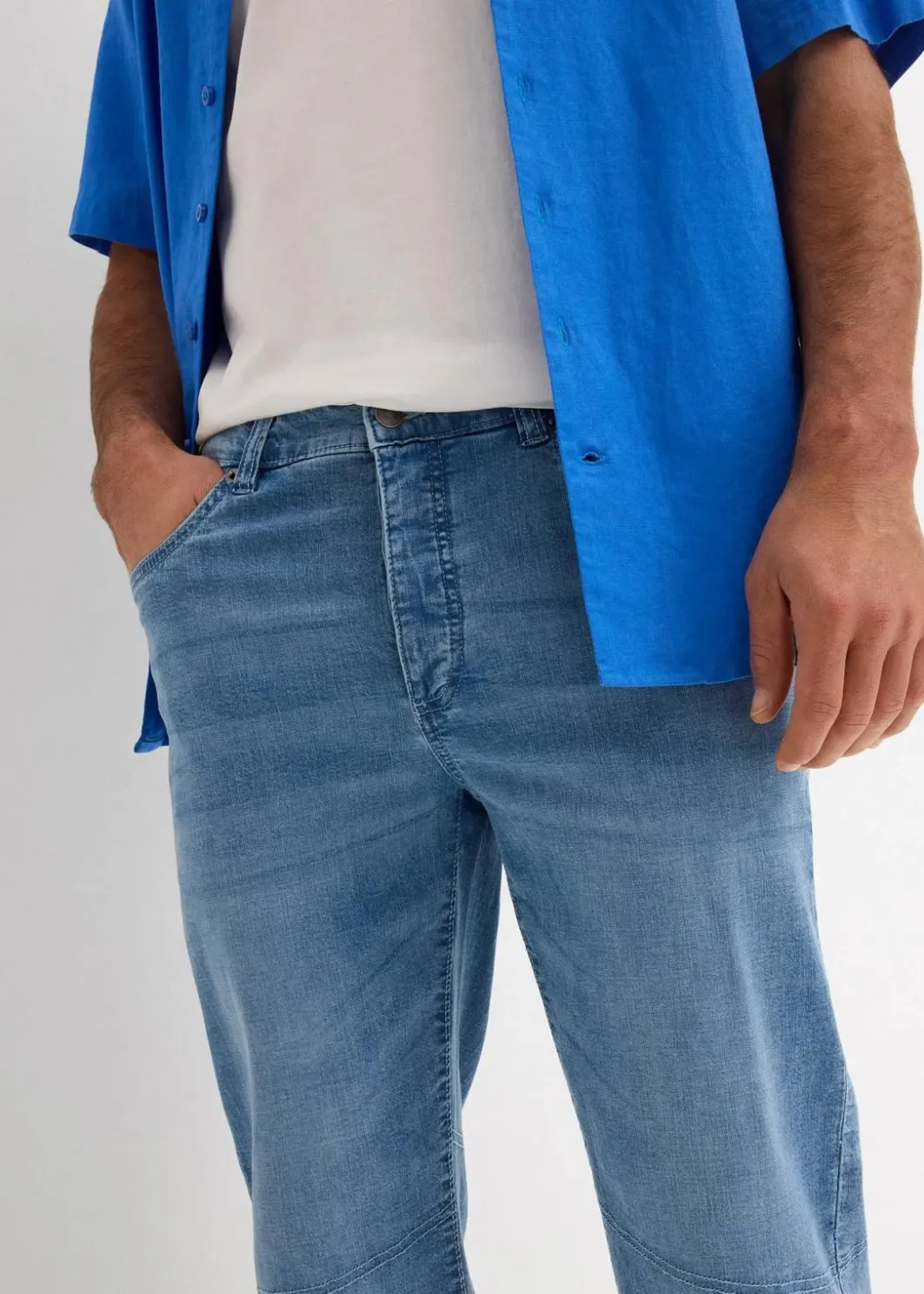 Herren bonprix Hosen|Shorts|Leichte Stretch-Jeans-Long-Bermuda, Regular Fit