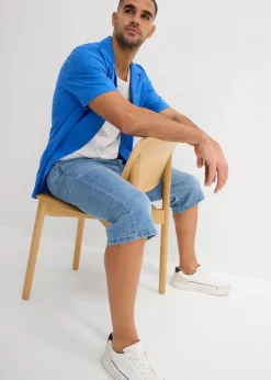 Herren bonprix Hosen|Shorts|Leichte Stretch-Jeans-Long-Bermuda, Regular Fit