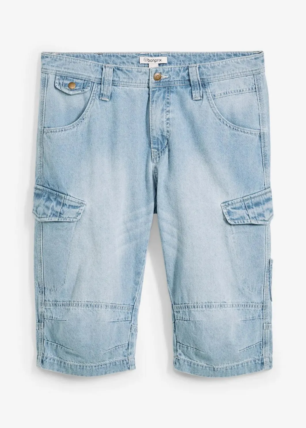Herren bonprix Jeans|Shorts|Leichte Stretch-Jeans-Long-Cargobermuda, Relaxed Fit