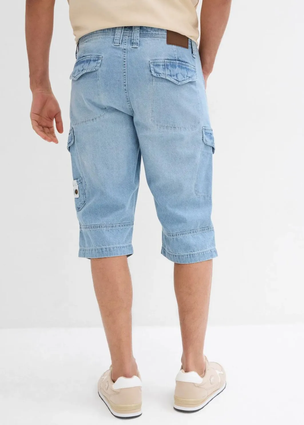 Herren bonprix Jeans|Shorts|Leichte Stretch-Jeans-Long-Cargobermuda, Relaxed Fit