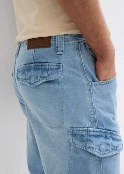 Herren bonprix Jeans|Shorts|Leichte Stretch-Jeans-Long-Cargobermuda, Relaxed Fit