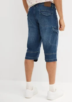 Herren bonprix Große Größen|Shorts|Leichte Stretch-Jeans-Long-Cargobermuda, Relaxed Fit