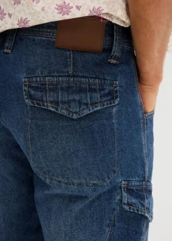 Herren bonprix Große Größen|Shorts|Leichte Stretch-Jeans-Long-Cargobermuda, Relaxed Fit