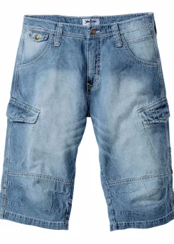 Best Leichte Stretch-Jeans-Long-Cargobermuda, Relaxed Fit Herren Jeans|Shorts