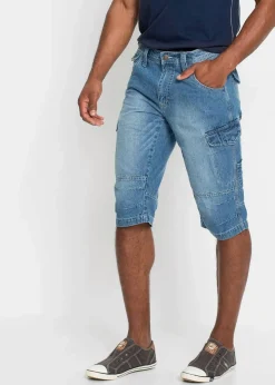 Best Leichte Stretch-Jeans-Long-Cargobermuda, Relaxed Fit Herren Jeans|Shorts