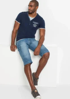 Best Leichte Stretch-Jeans-Long-Cargobermuda, Relaxed Fit Herren Jeans|Shorts