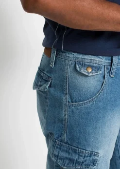 Best Leichte Stretch-Jeans-Long-Cargobermuda, Relaxed Fit Herren Jeans|Shorts