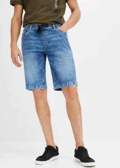 Herren bonprix Große Größen|Shorts|Leichte Stretch-Jeans-Schlupf-Bermuda mit Komfortbund, Slim Fit