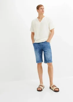 Herren bonprix Große Größen|Shorts|Leichte Stretch-Jeans-Schlupf-Bermuda mit Komfortbund, Slim Fit