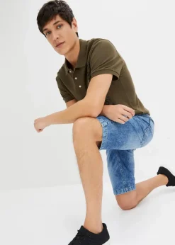 Herren bonprix Große Größen|Shorts|Leichte Stretch-Jeans-Schlupf-Bermuda mit Komfortbund, Slim Fit