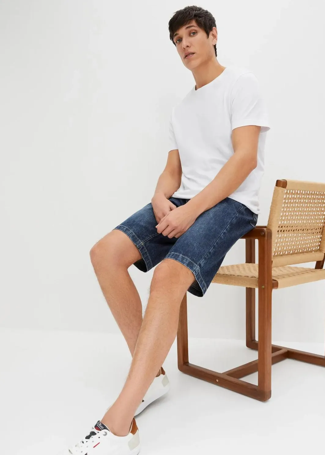 Discount Leichte Stretch-Jeans-Schlupf-Bermuda mit Komfortbund, Slim Fit Herren Hosen|Shorts