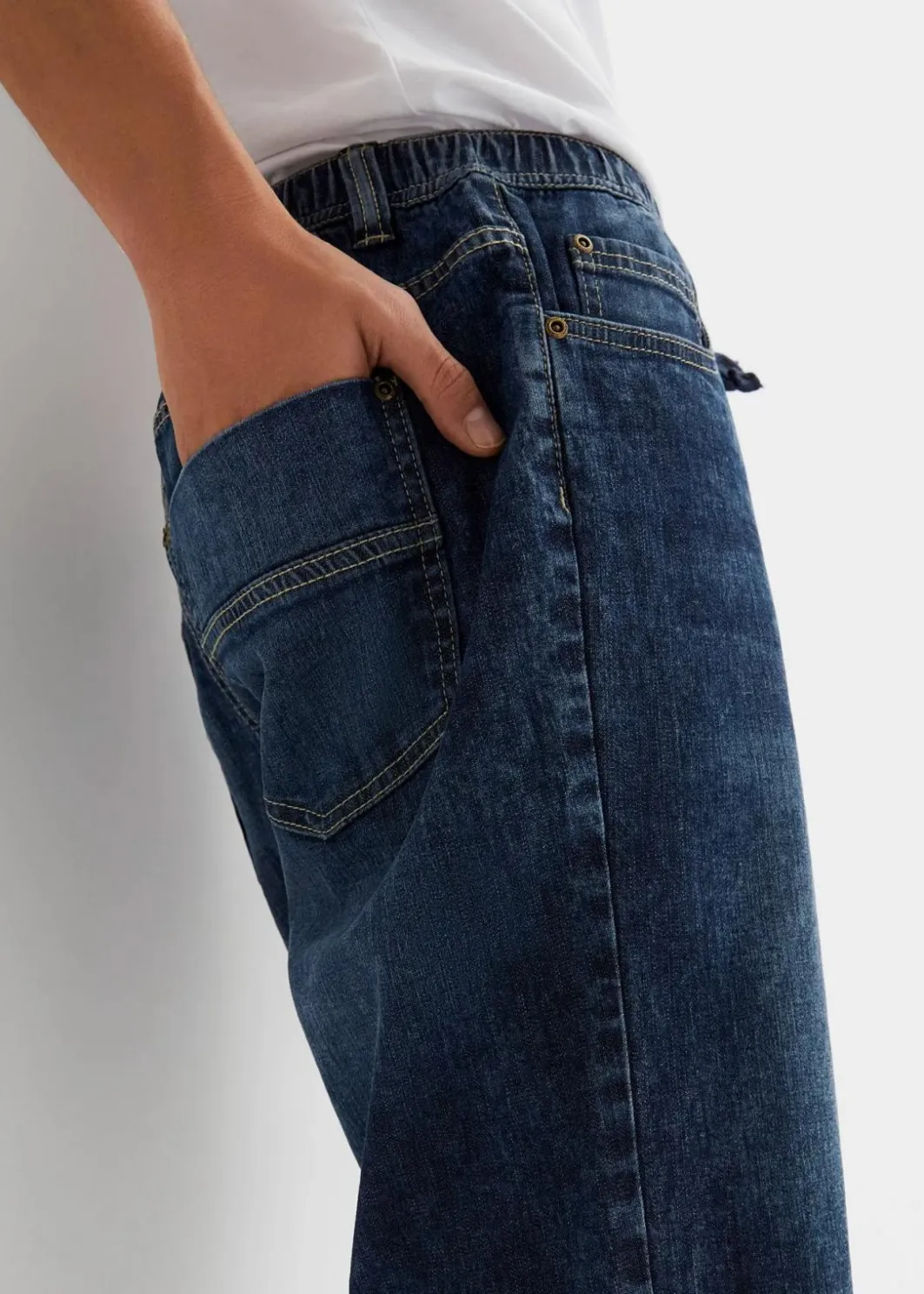 Discount Leichte Stretch-Jeans-Schlupf-Bermuda mit Komfortbund, Slim Fit Herren Hosen|Shorts