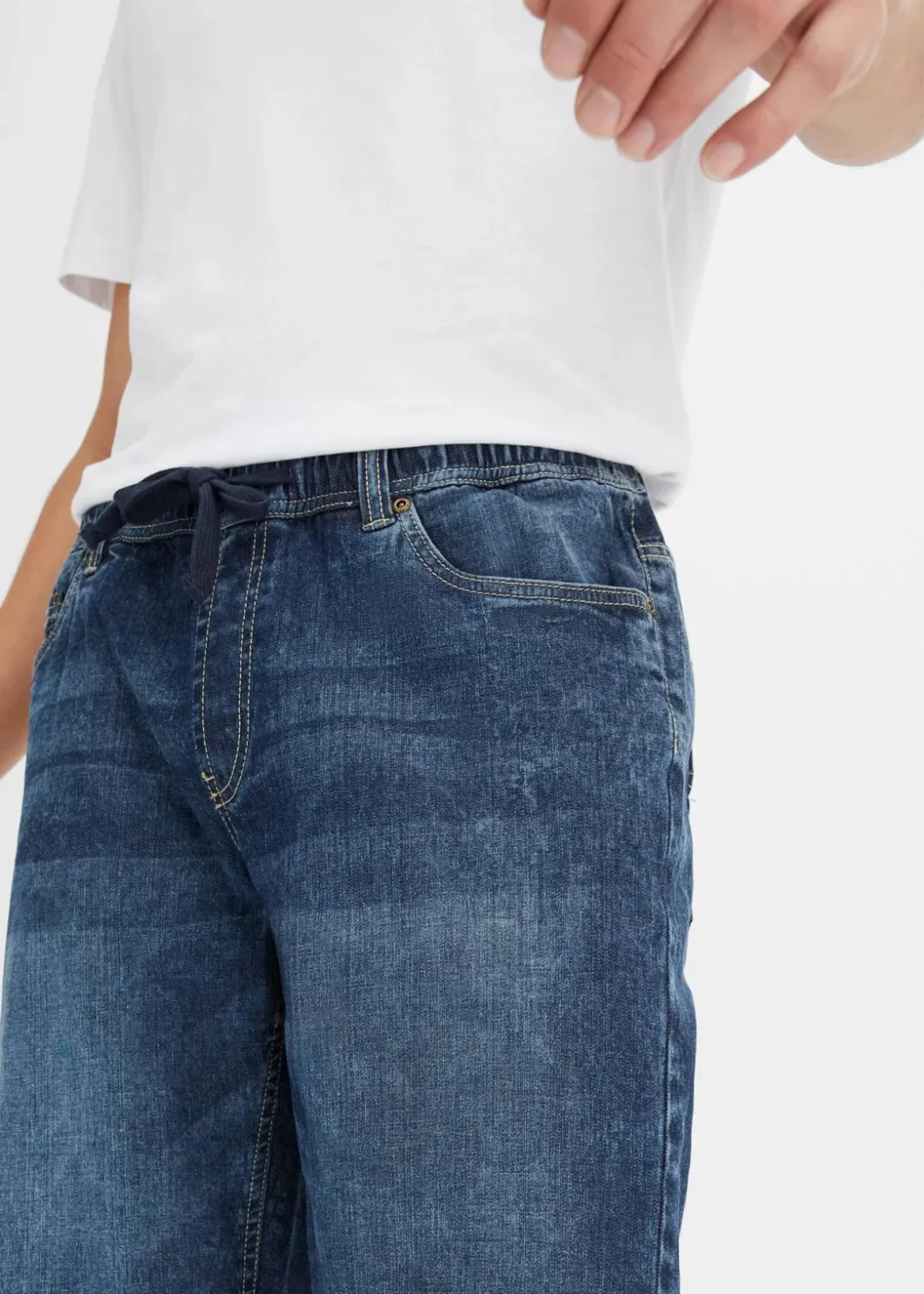 Discount Leichte Stretch-Jeans-Schlupf-Bermuda mit Komfortbund, Slim Fit Herren Hosen|Shorts