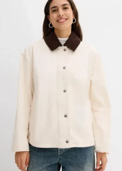 Best leichte Twill-Jacke mit Cordkragen Damen Jacken & Mäntel|Bekleidung·Hosen