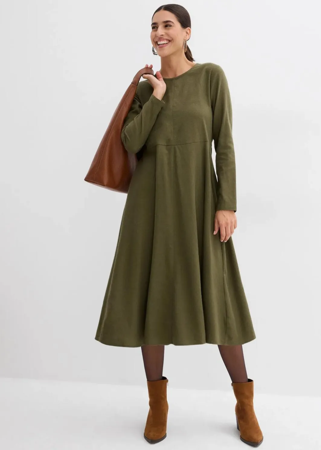 Damen bonprix Bekleidung·Pullover & Strickjacken|Kleider|Leichtes Flanellkleid aus reiner Baumwolle