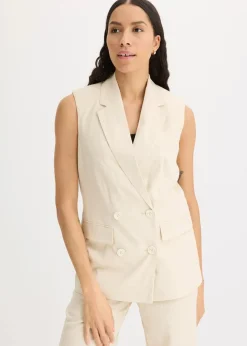 Sale Leinen-Blazer ohne Arm Damen Blazer|Bekleidung·Basics