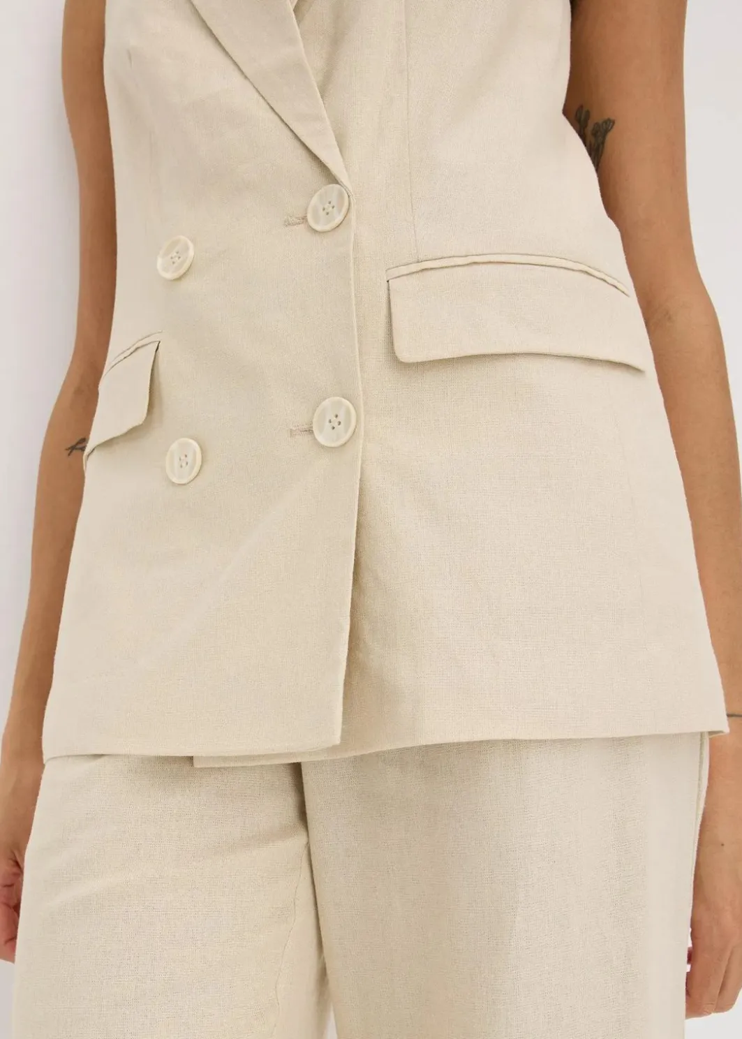 Sale Leinen-Blazer ohne Arm Damen Blazer|Bekleidung·Basics
