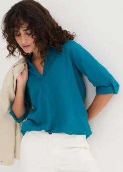 Best Leinen-Bluse, 3/4-Arm Damen Blusen & Tuniken|Bekleidung·Jacken & Mäntel