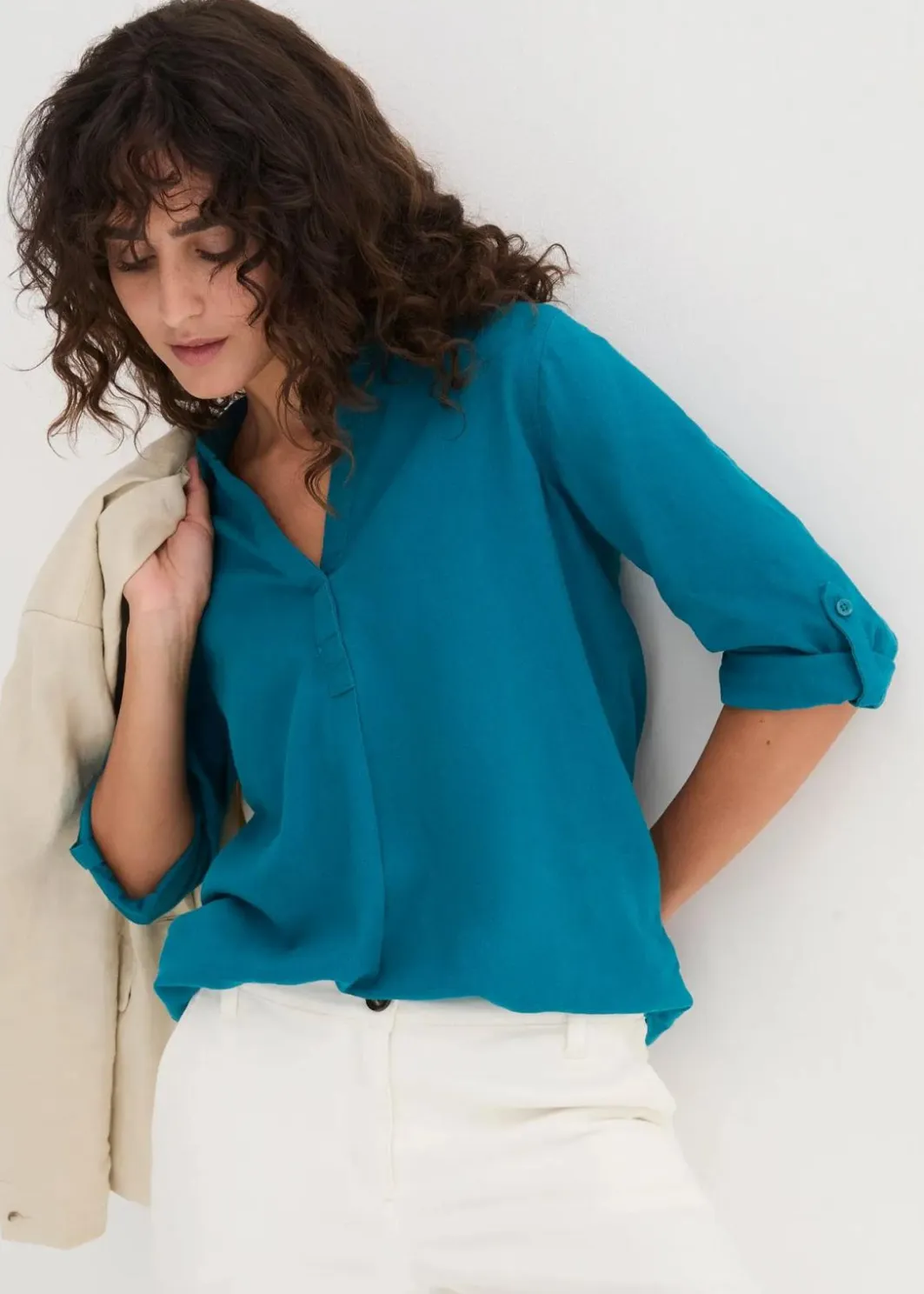 Best Leinen-Bluse, 3/4-Arm Damen Blusen & Tuniken|Bekleidung·Jacken & Mäntel