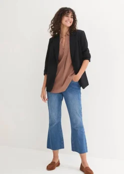 Damen bonprix Blusen & Tuniken|Bekleidung·Jacken & Mäntel|Leinen-Bluse, 3/4-Arm