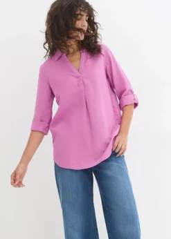 Damen bonprix Bekleidung·Jacken & Mäntel|Blusen & Tuniken|Leinen-Bluse, 3/4-Arm