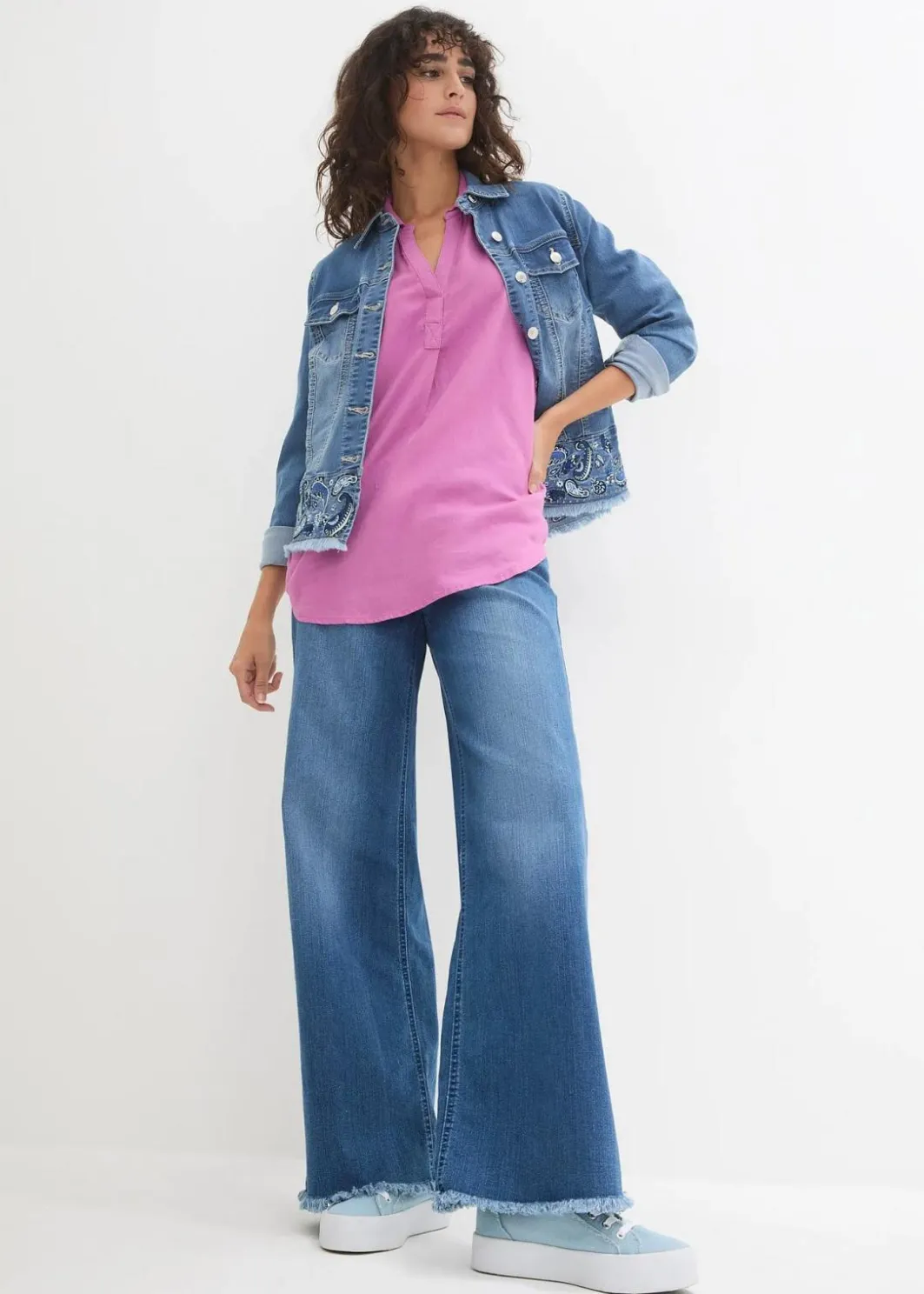 Damen bonprix Bekleidung·Jacken & Mäntel|Blusen & Tuniken|Leinen-Bluse, 3/4-Arm