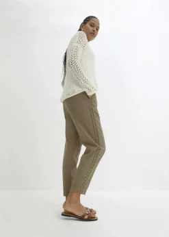 Damen bonprix Bekleidung·Kleider|Hosen|Leinenhose mit seitlichem Spitzeneinsatz, knöchelfrei