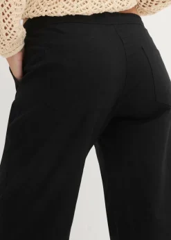 Damen bonprix Kurzgrößen|Bekleidung·Kleider|Leinen-Hose mit weitem Bein