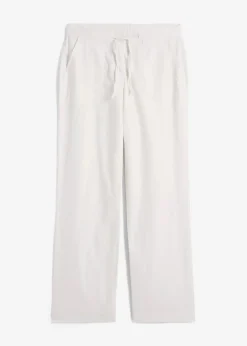 Damen bonprix Kurzgrößen|Bekleidung·Kleider|Leinen-Hose mit weitem Bein