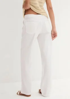 Damen bonprix Kurzgrößen|Bekleidung·Kleider|Leinen-Hose mit weitem Bein