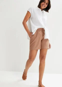 Damen bonprix Bekleidung·Outdoorbekleidung|Bekleidung·Kleider|Leinen-Paperbag-Shorts