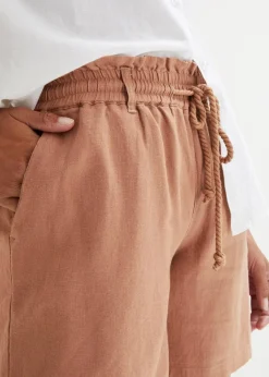 Damen bonprix Bekleidung·Outdoorbekleidung|Bekleidung·Kleider|Leinen-Paperbag-Shorts