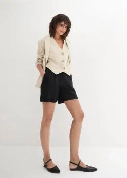 Outlet Leinen-Paperbag-Shorts Damen Hosen|Shorts