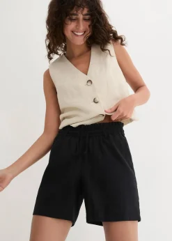 Outlet Leinen-Paperbag-Shorts Damen Hosen|Shorts