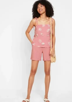 Damen bonprix Hosen|Shorts|Leinen-Paperbag-Shorts