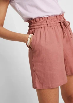 Damen bonprix Hosen|Shorts|Leinen-Paperbag-Shorts