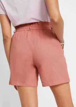 Damen bonprix Hosen|Shorts|Leinen-Paperbag-Shorts