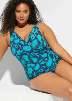 Clearance Light Shape-Badeanzug in Wickeloptik Damen Shapewear|Badeanzüge