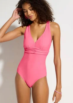 Damen bonprix Nachhaltigere Materialien|Shapewear|Light Shape-Badeanzug mit gekreuzten Trägern