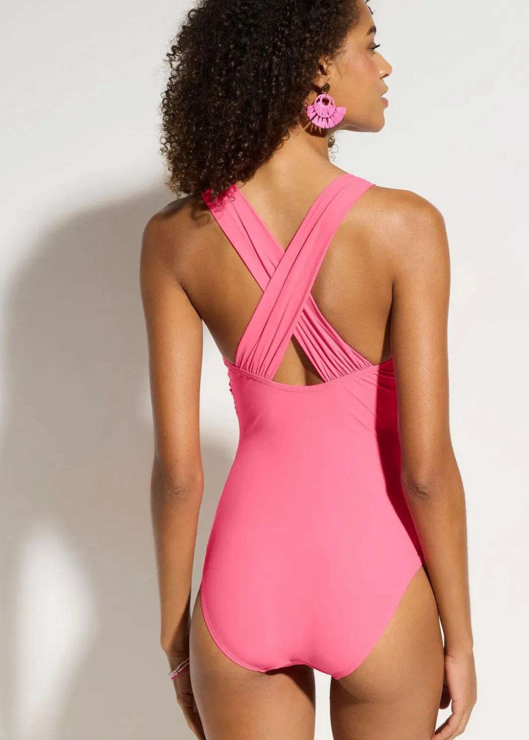 Damen bonprix Nachhaltigere Materialien|Shapewear|Light Shape-Badeanzug mit gekreuzten Trägern